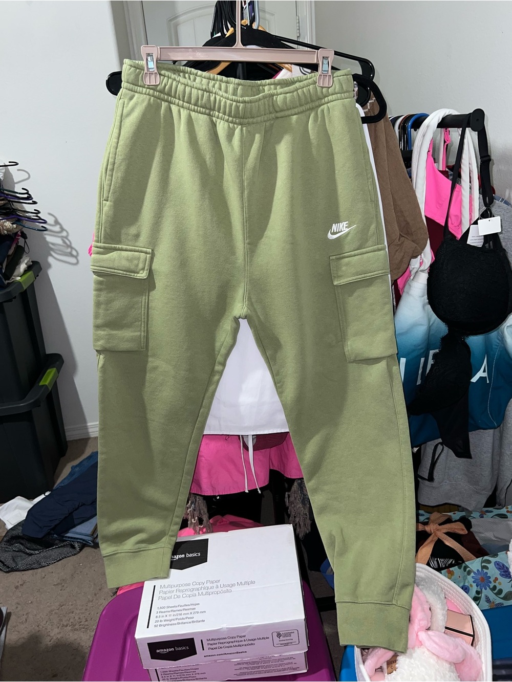 Nike Club Fleece Cargo Pants Green Medium